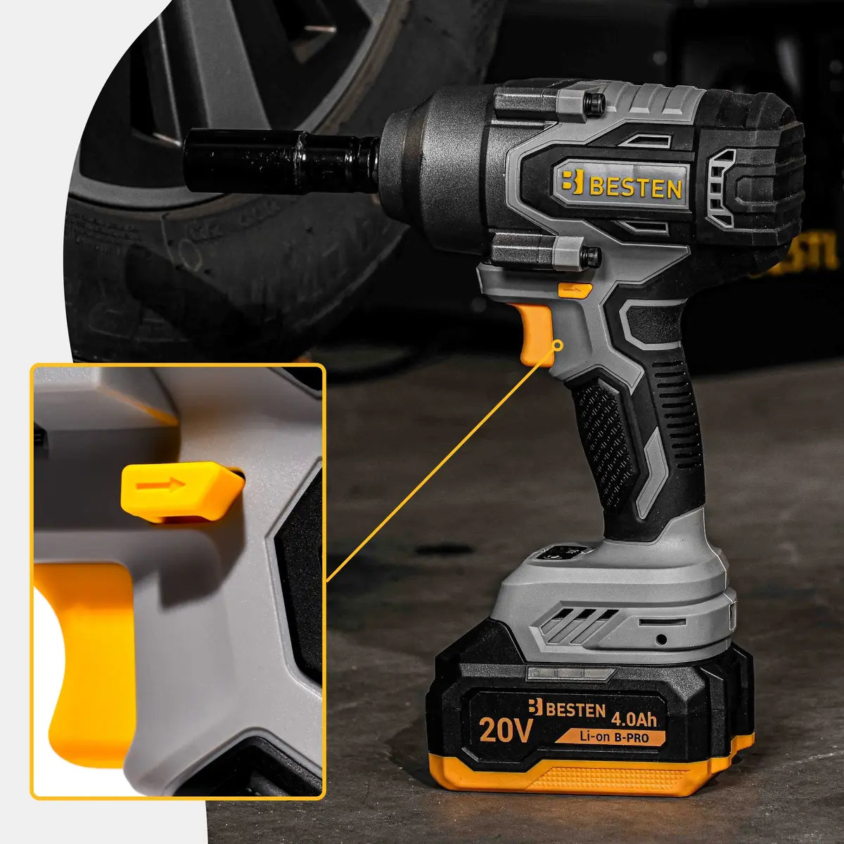 Klucz udarowy BESTEN BE0002892 - antypoślizgowy uchwyt.